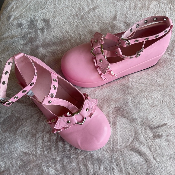 Pink Platform Wedges Size 9 - Picture 3 of 5